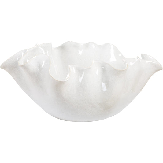 Ruffle Bloom Bowl by Uttermost in white. Made from ceramic in a unique style.
