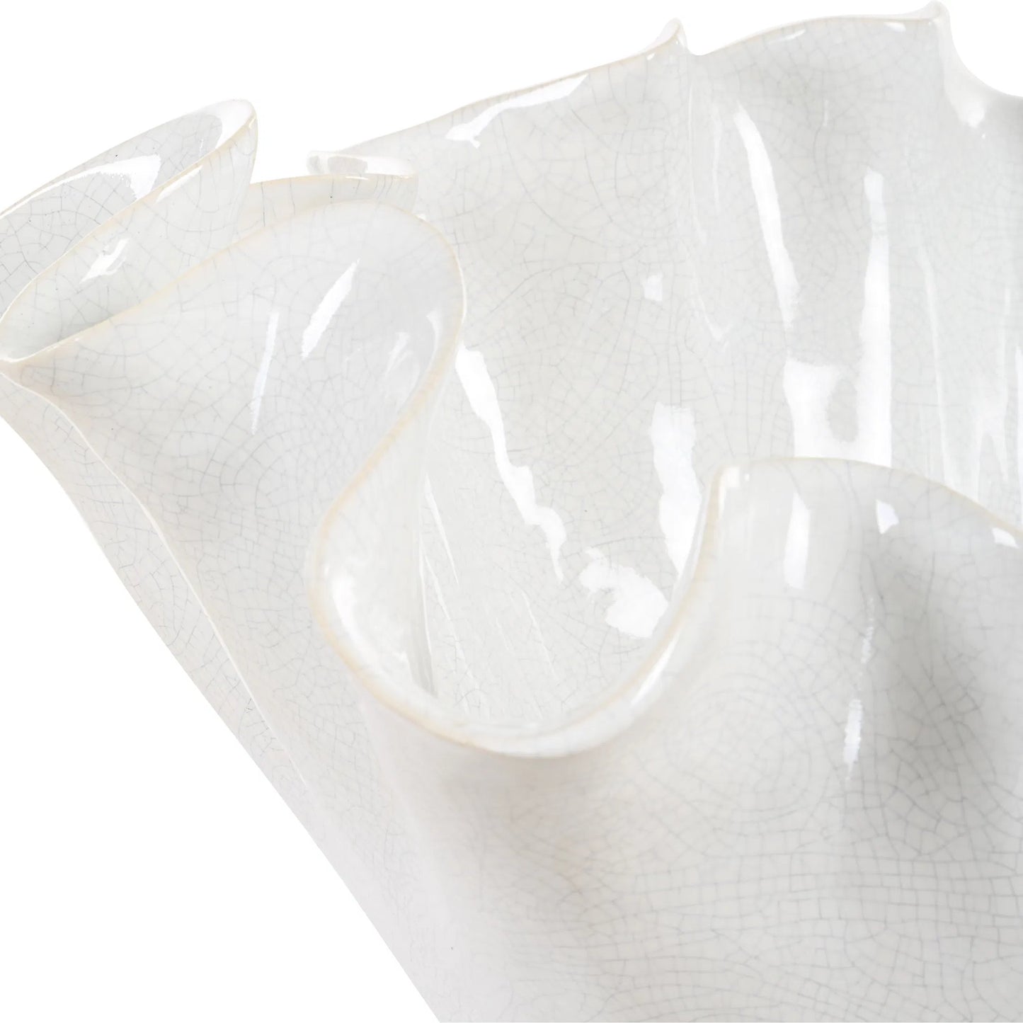 004 SI-2295189 | Closeup | Ruffle Bloom Bowl by Uttermost in white. Made from ceramic in a modern style.