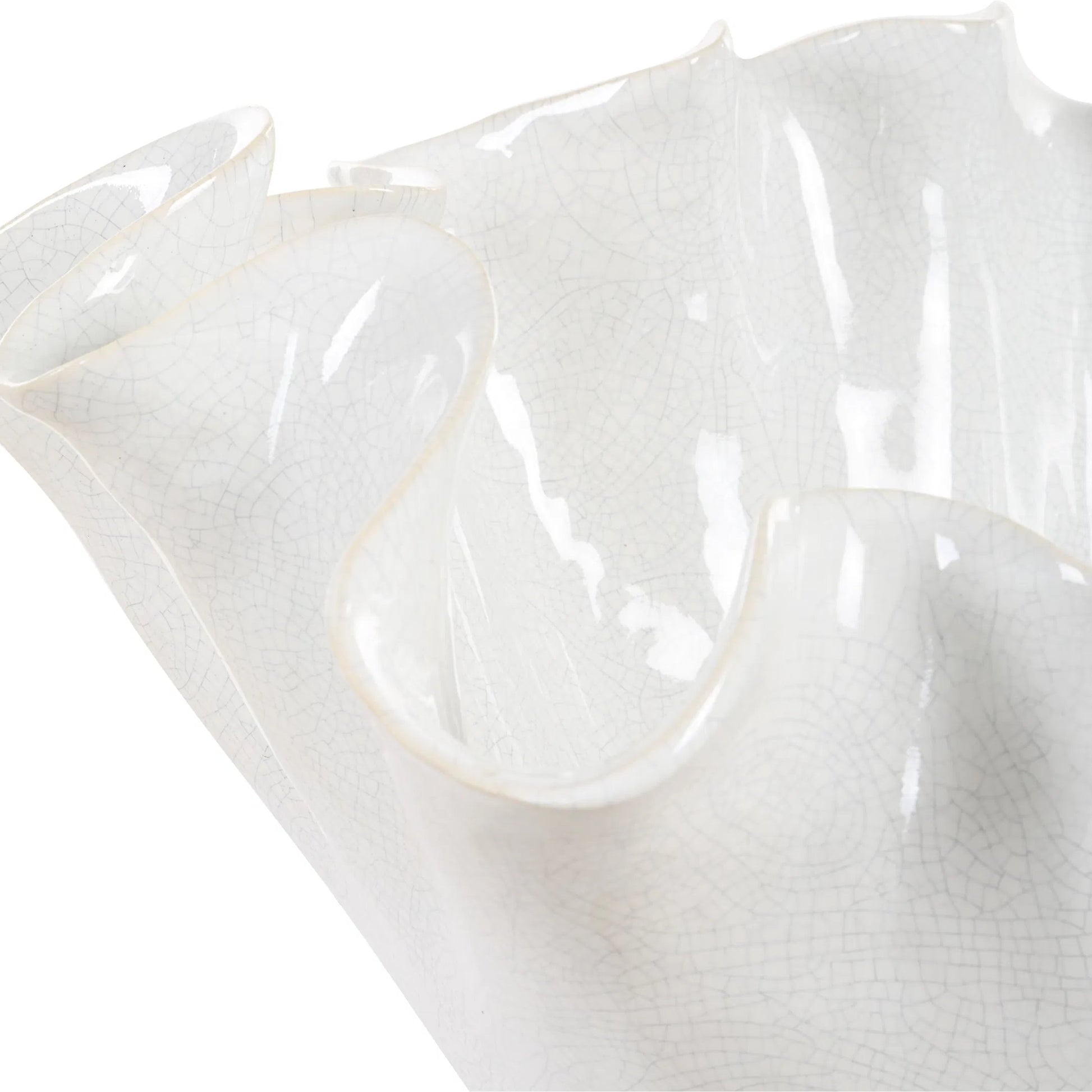 Ruffle Bloom Bowl by Uttermost in white. Made from ceramic in a modern style.