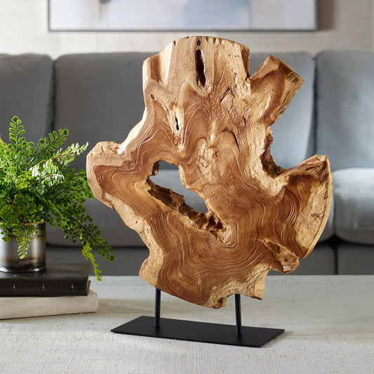 Bahati Natural Sculpture by Uttermost in teak. Made from teak wood, metal in a unique style.