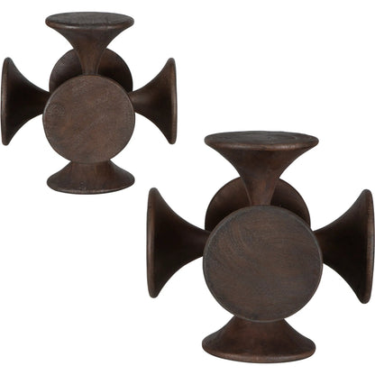 Balanced Harmony Sculptures by Uttermost in dark. Made from suar wood in a traditional style.
