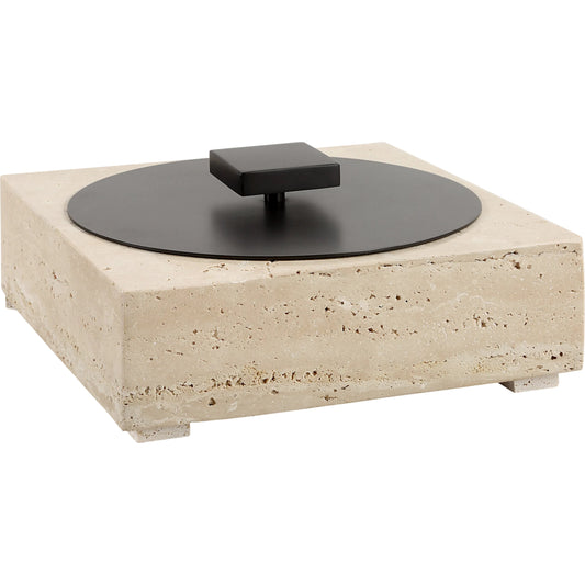 Natural Luxe Travertine Box by Uttermost in bronze. Made from travertine stone, iron in a unique style.