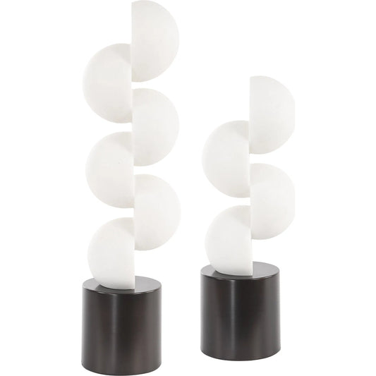 Symmetry Sculptures by Uttermost in white, dark bronze. Made from rice stone, iron in a unique style.