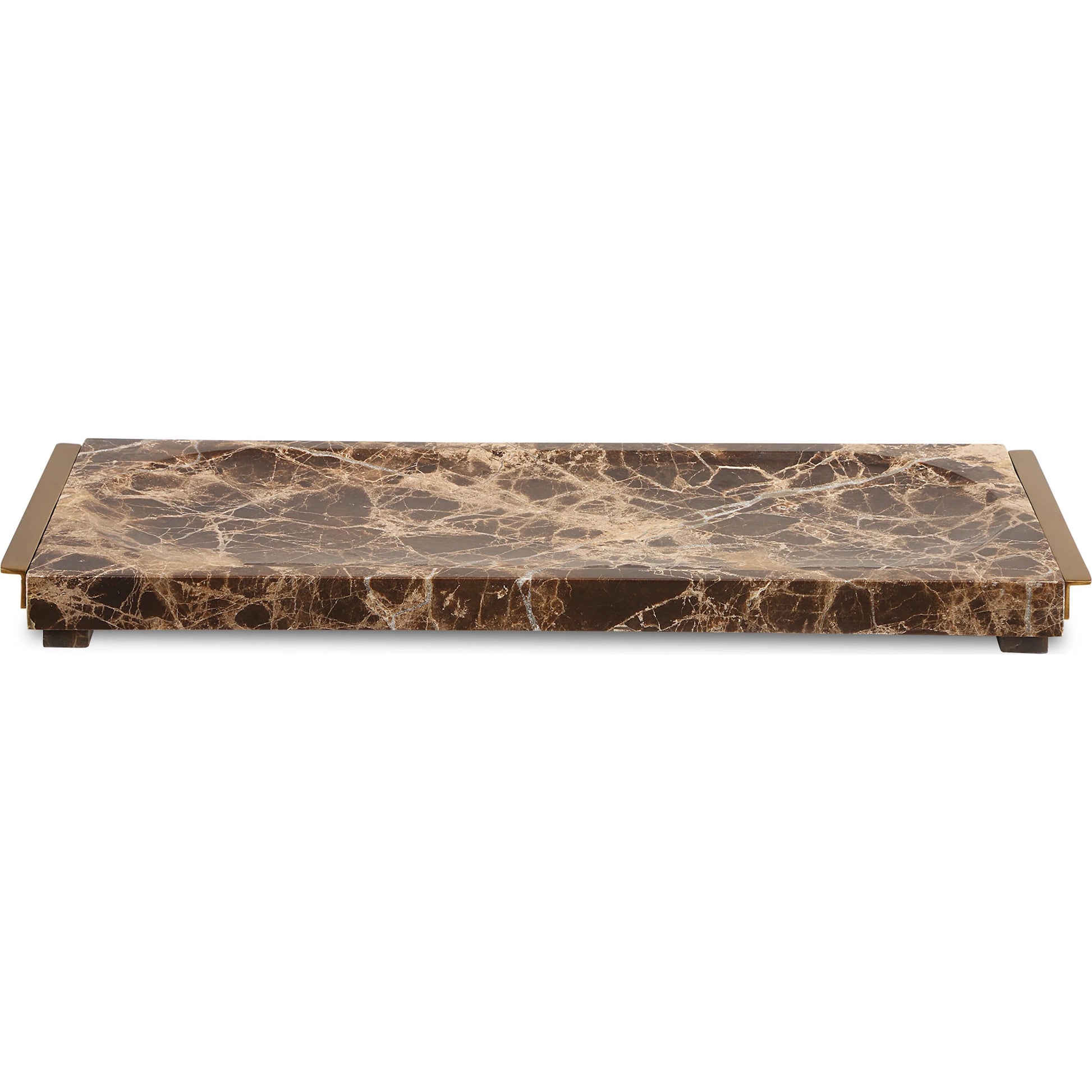 Tray Crest by Uttermost in brass. Made from emperador marble, metal in a modern style.