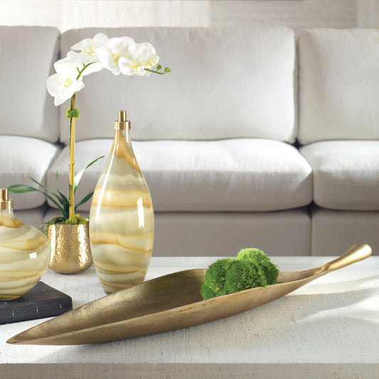 Botanica Bowl by Uttermost in brass. Made from cast aluminium in a unique style.