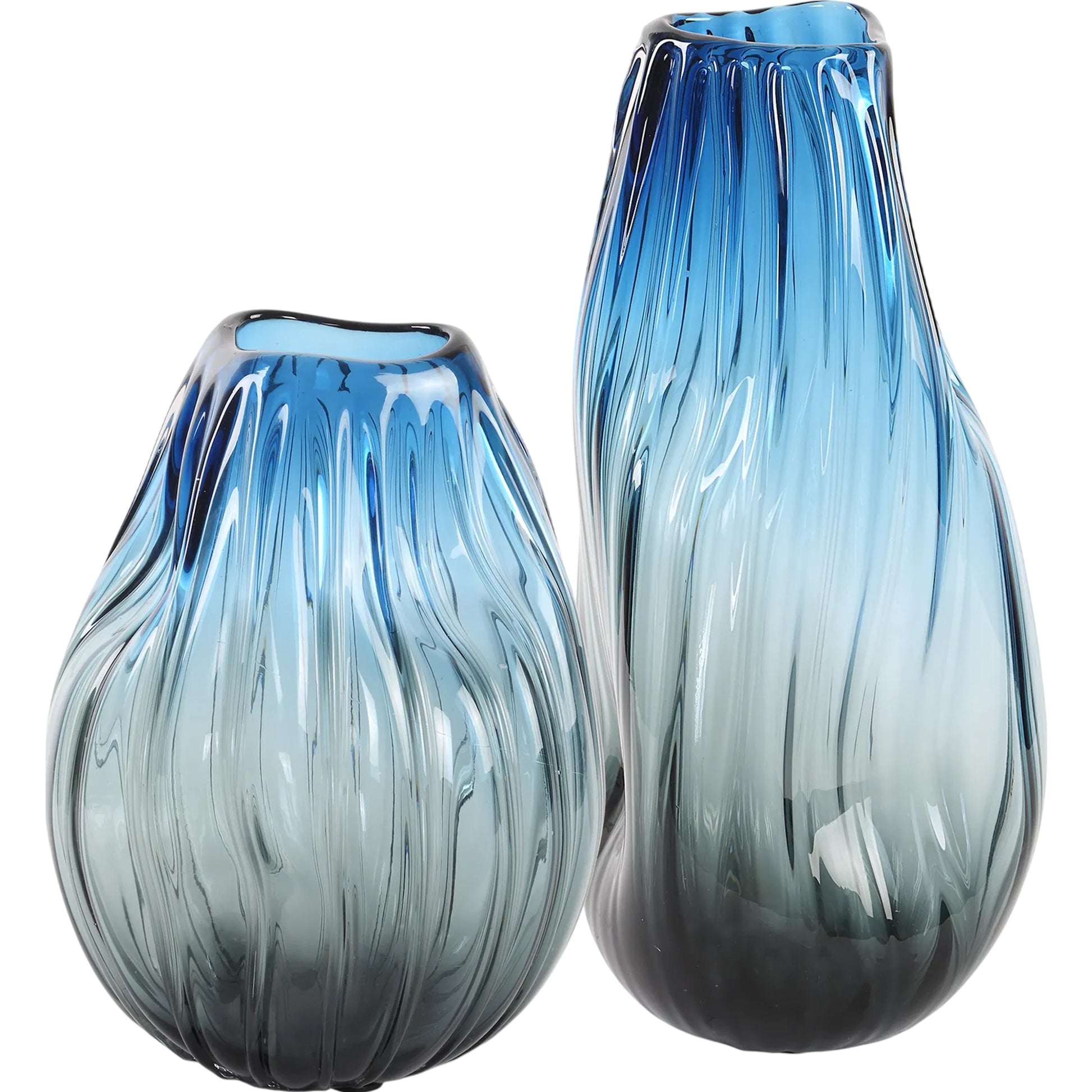 Midnight Horizon Vases (Set of 2) by Uttermost in black. Made from glass in a coastal style.