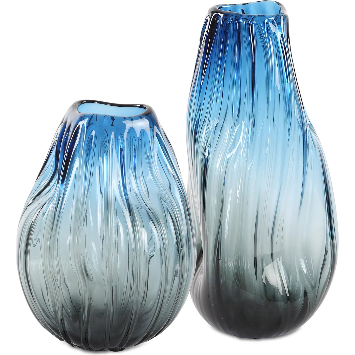 002 SI-2295194 | Primary Silo | Midnight Horizon Vases (Set of 2) by Uttermost in black. Made from glass in a coastal style.