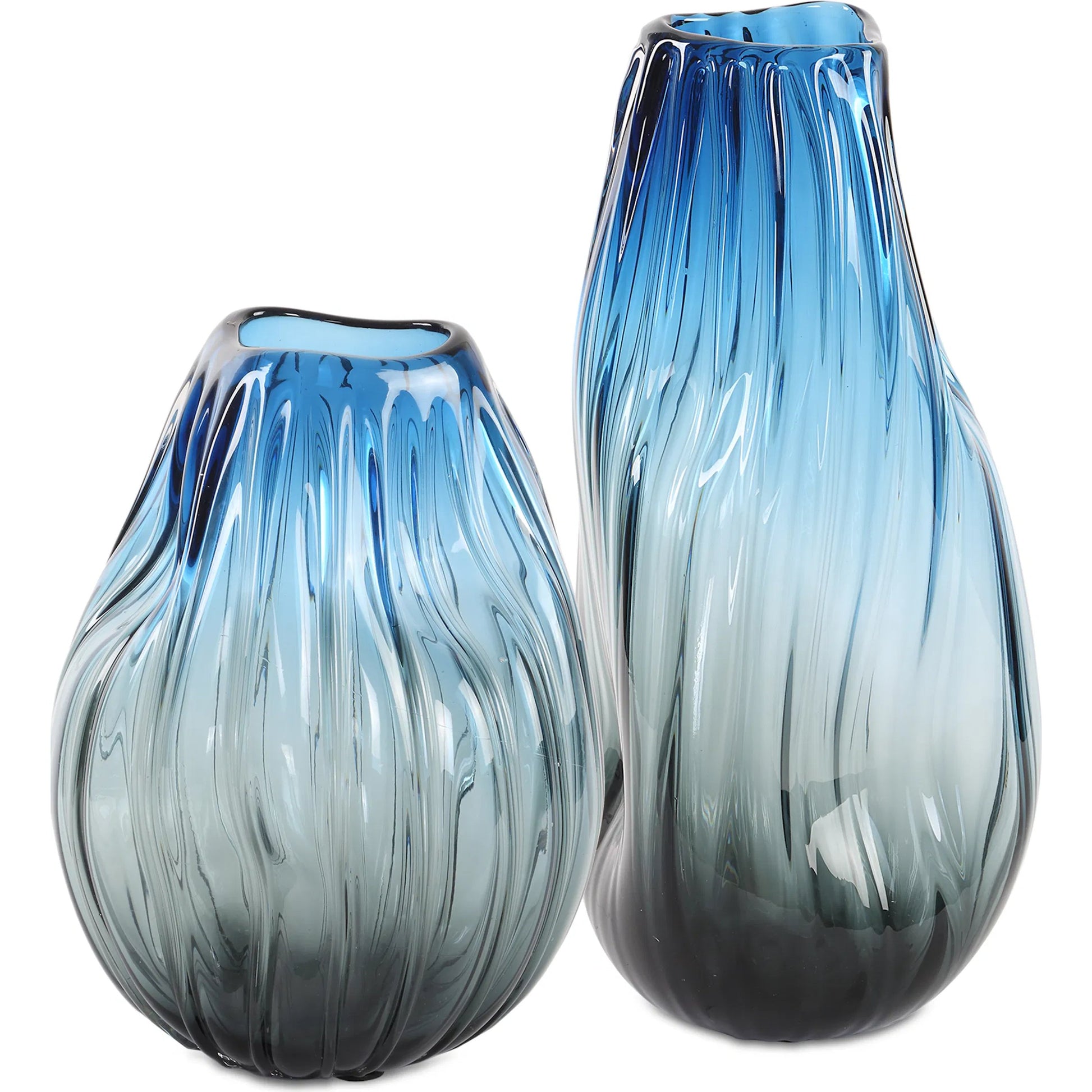 Midnight Horizon Vases (Set of 2) by Uttermost in black. Made from glass in a coastal style.