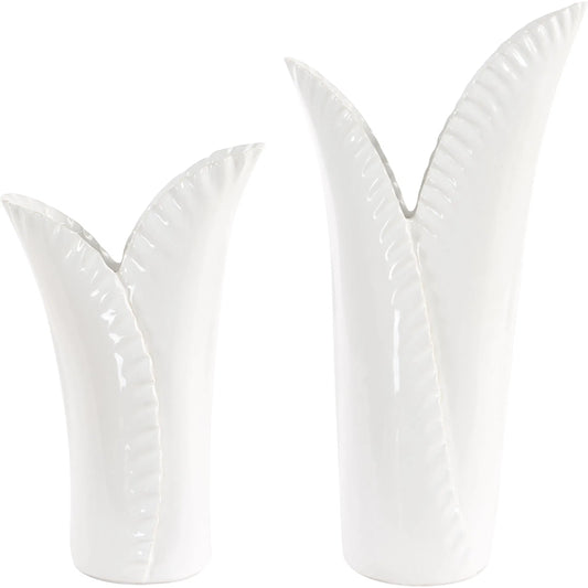Leafscape Vases by Uttermost in white. Made from ceramic in a unique style.