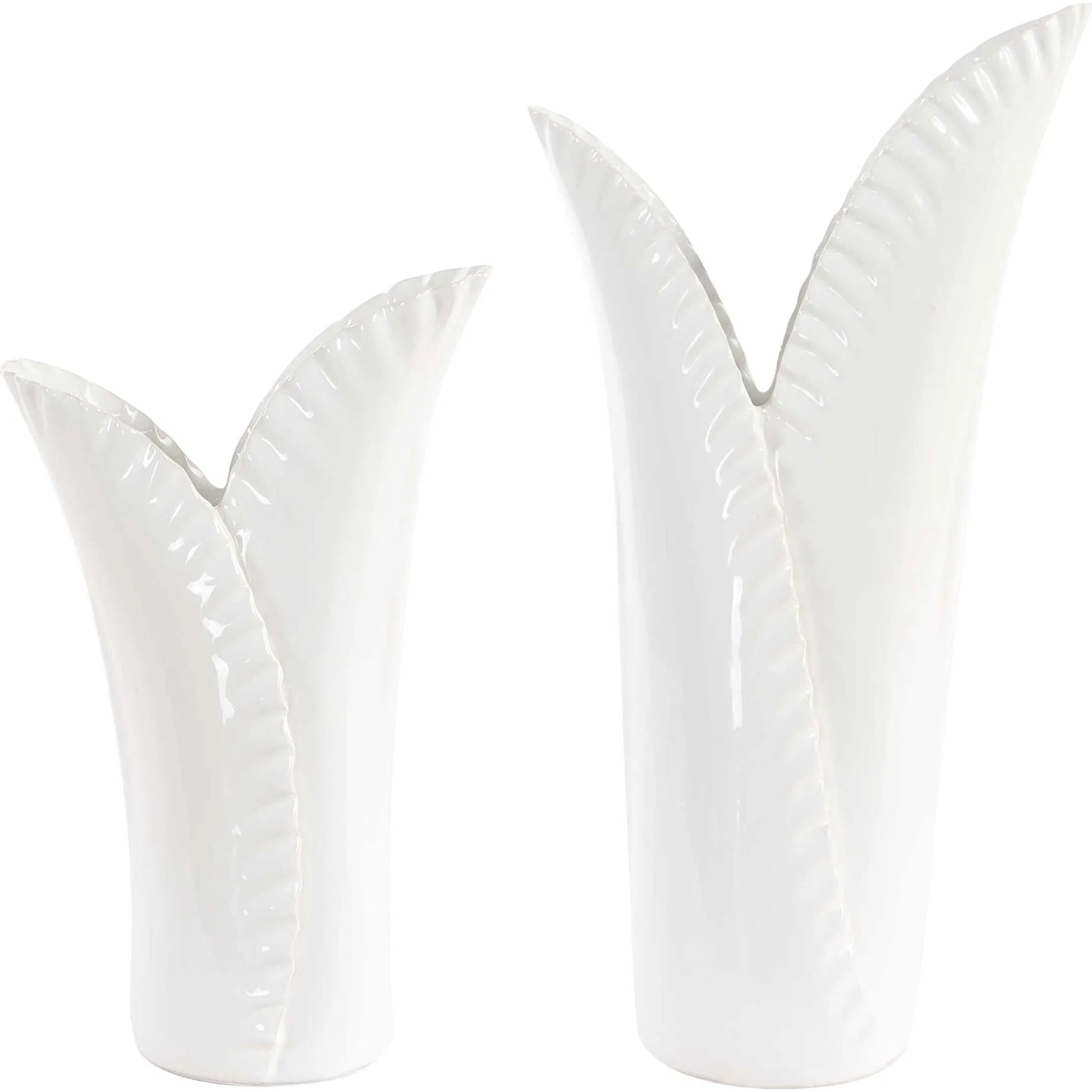Leafscape Vases by Uttermost in white. Made from ceramic in a cottage & farmhouse style.