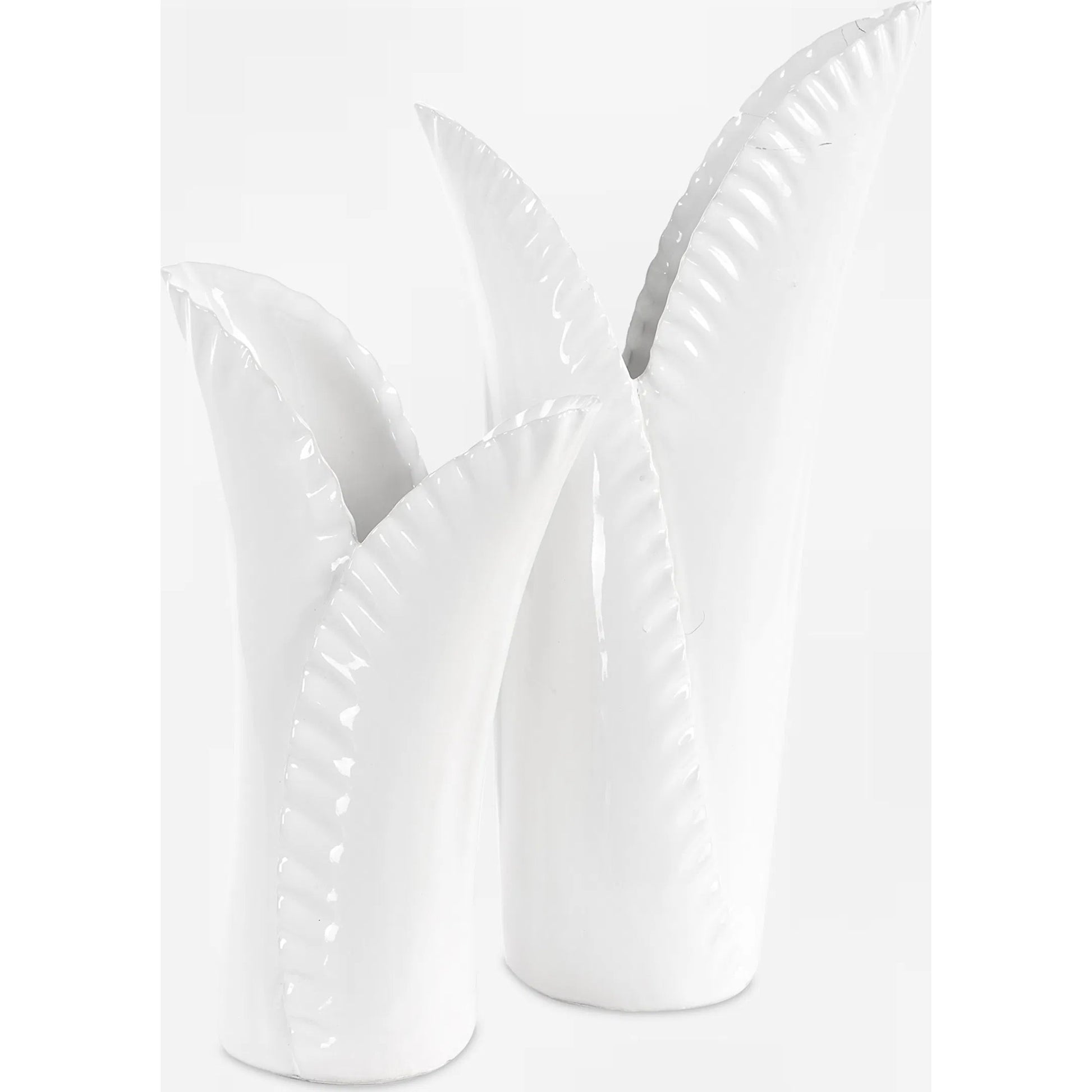 Leafscape Vases by Uttermost in white. Made from ceramic in a cottage & farmhouse style.