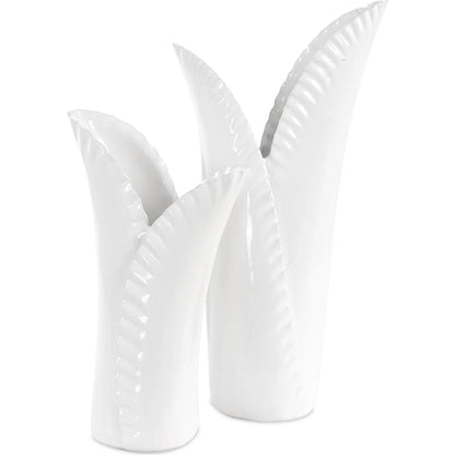 Leafscape Vases by Uttermost in white. Made from ceramic in a cottage & farmhouse style.