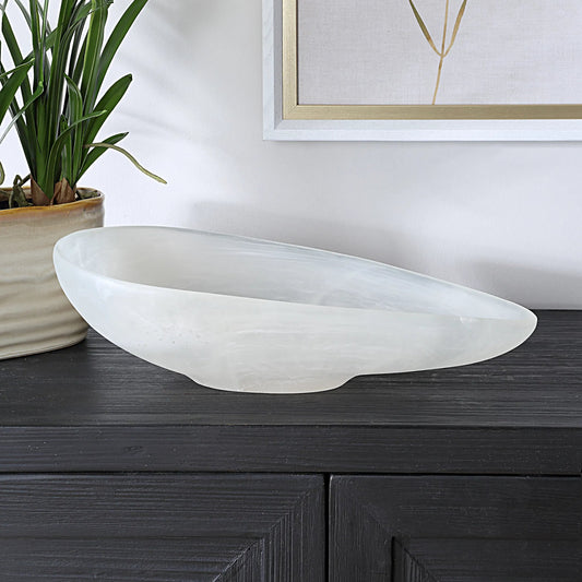 Marchena Bowl by Uttermost in white. Made from resin in a unique style.