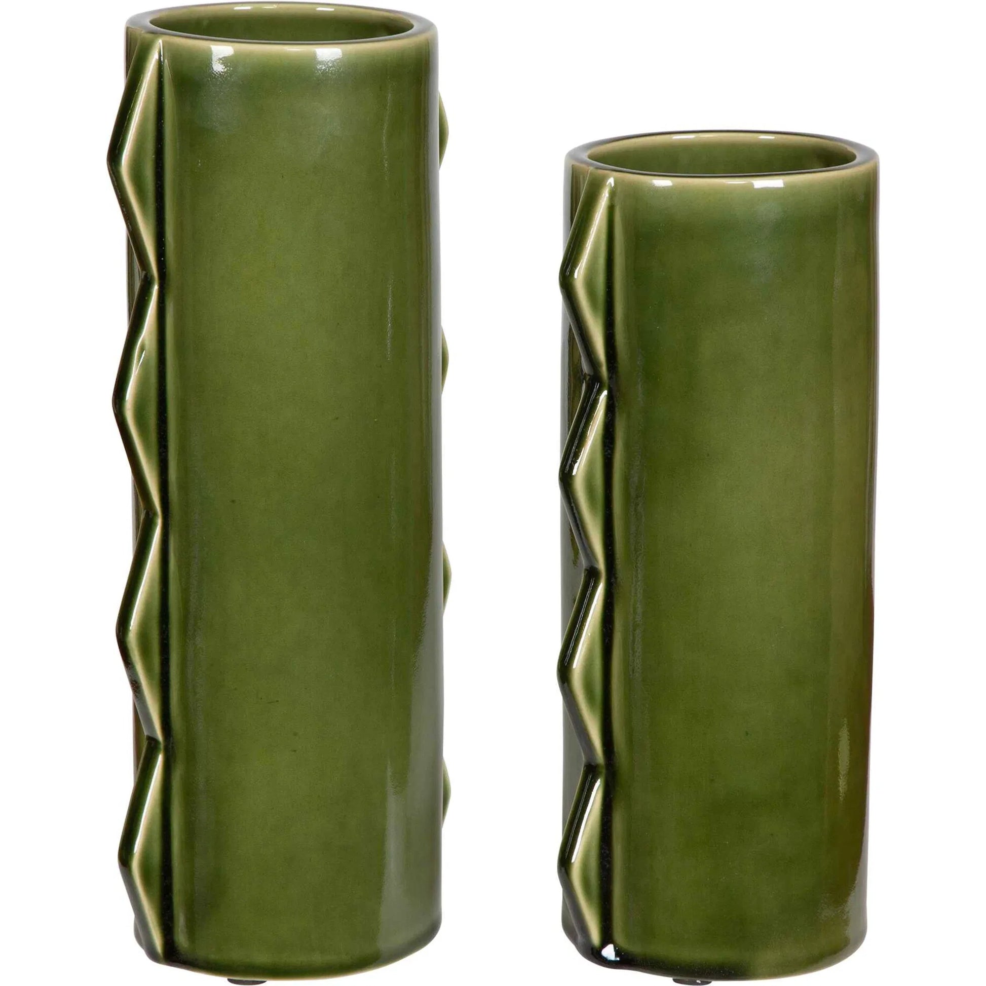 Meander Vases by Uttermost in green. Made from earthenware in a eclectic & global style.