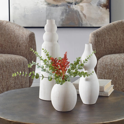 Forma Ceramic Vases (Set of 3) by Uttermost in white. Made from earthenware in a transitional style.