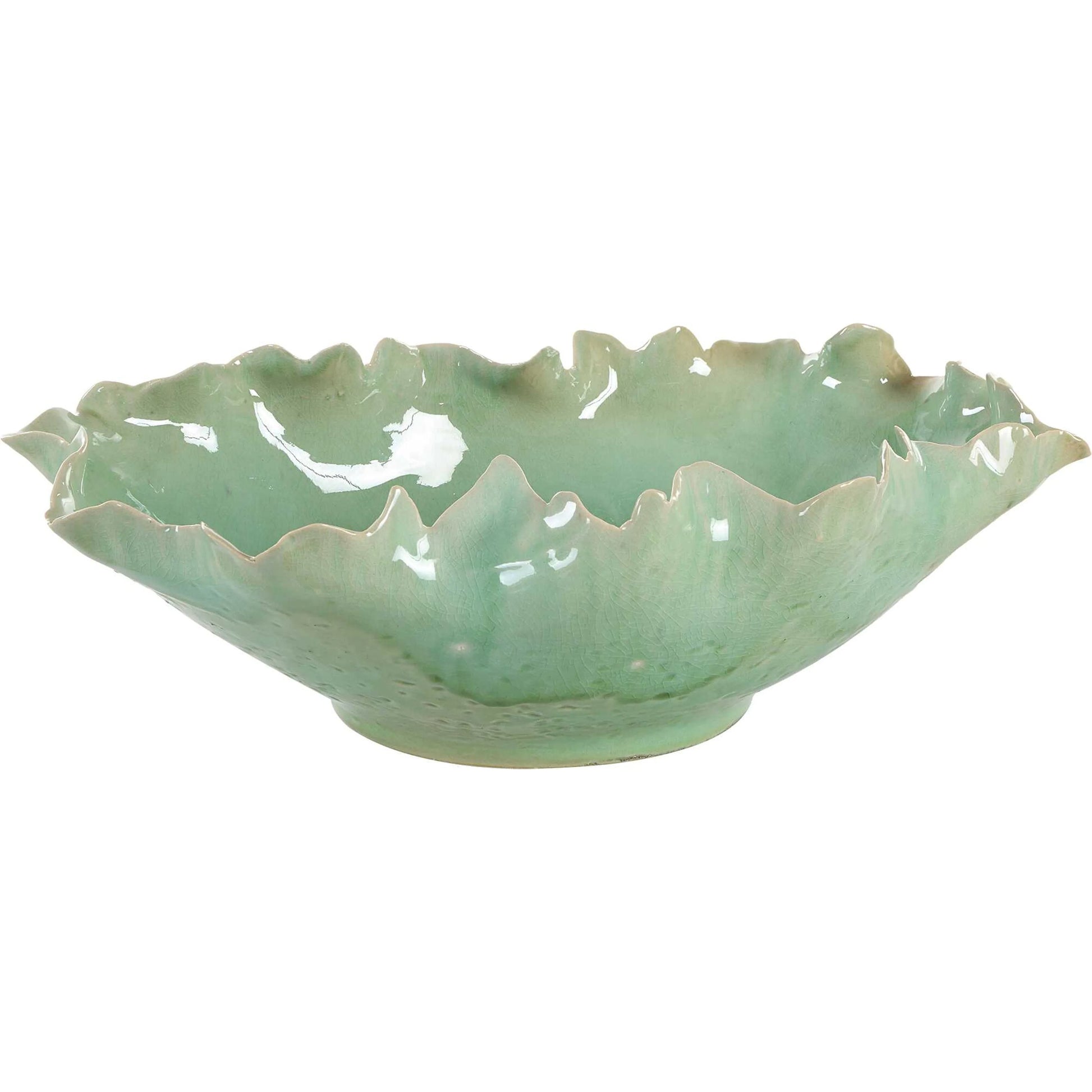 Lila Glass Bowl by Uttermost in green. Made from ceramic in a coastal style.
