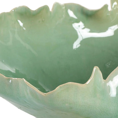 Lila Glass Bowl by Uttermost in green. Made from ceramic in a coastal style.