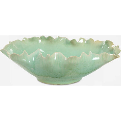 Lila Glass Bowl by Uttermost in green. Made from ceramic in a coastal style.