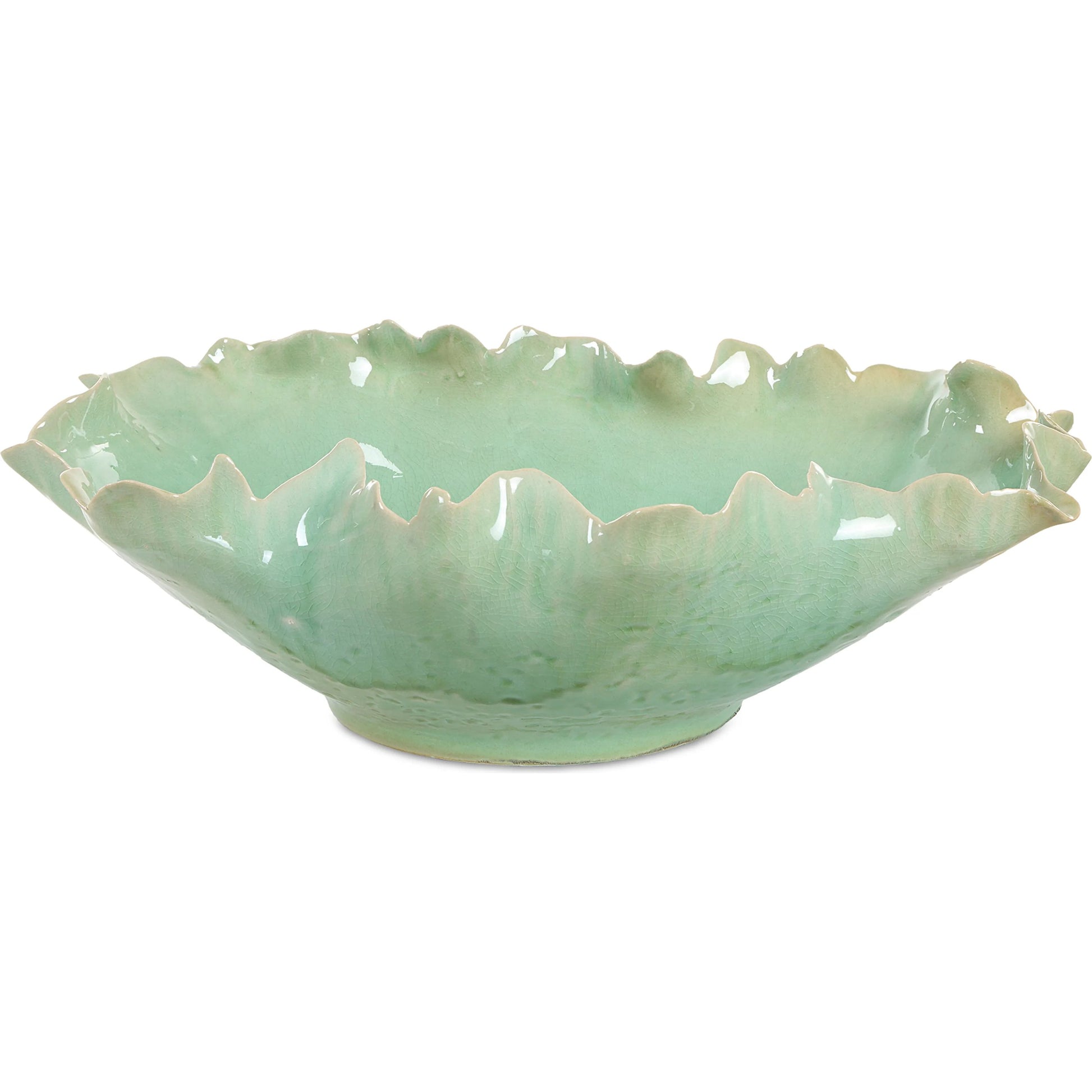 Lila Glass Bowl by Uttermost in green. Made from ceramic in a coastal style.