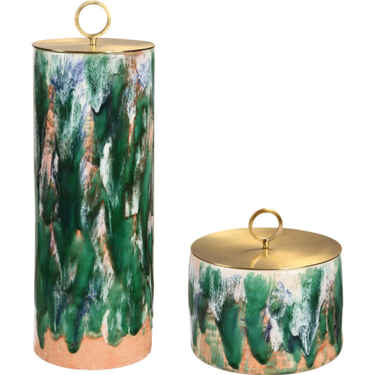 Sylvie Ceramic Containers by Uttermost in green. Made from ceramic, iron in a unique style.