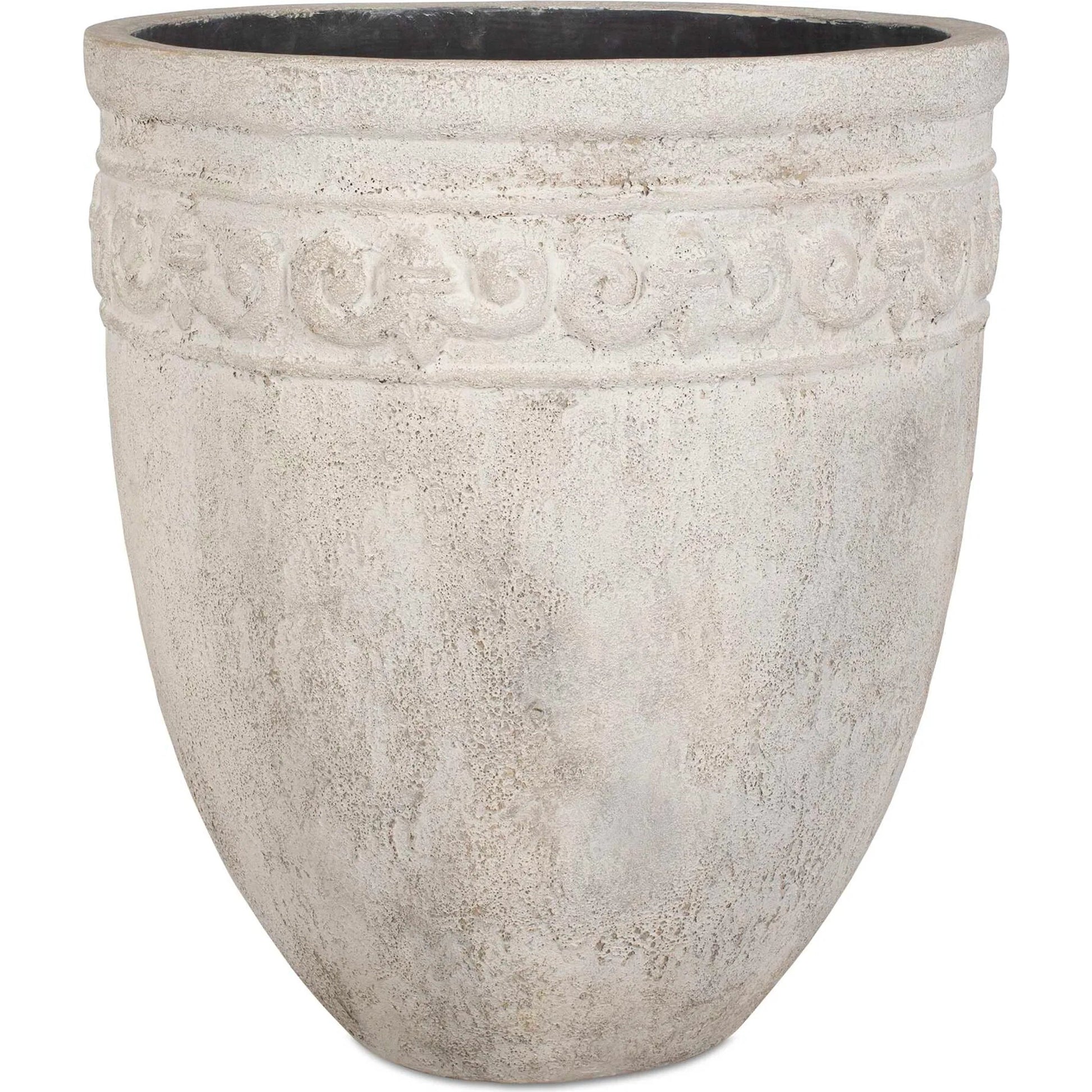 Timeless Terrace Outdoor Planter by Uttermost in white. Made from glass fiber reinforced concrete in a rustic style.