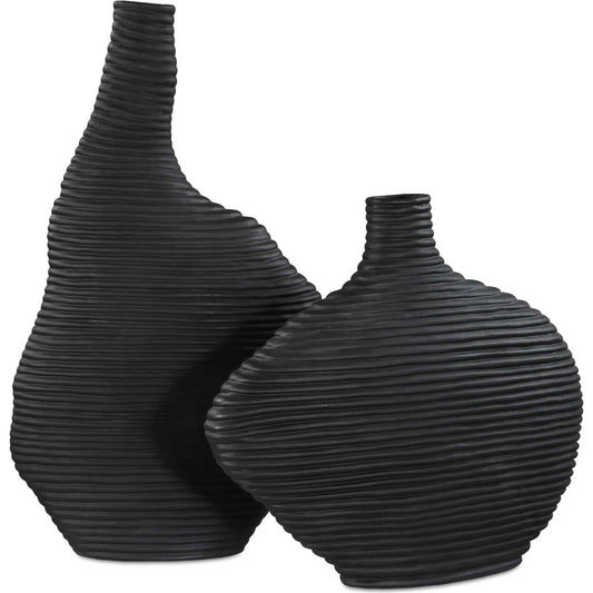 Duostacked Vases by Uttermost in black. Made from ceramic in a unique style.