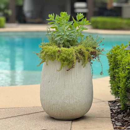 Rustic Ridge Outdoor Planter by Uttermost in white. Made from magnesium oxide in a transitional style.