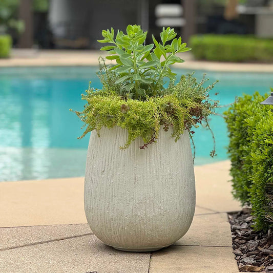 Rustic Ridge Outdoor Planter by Uttermost in white. Made from magnesium oxide in a unique style.