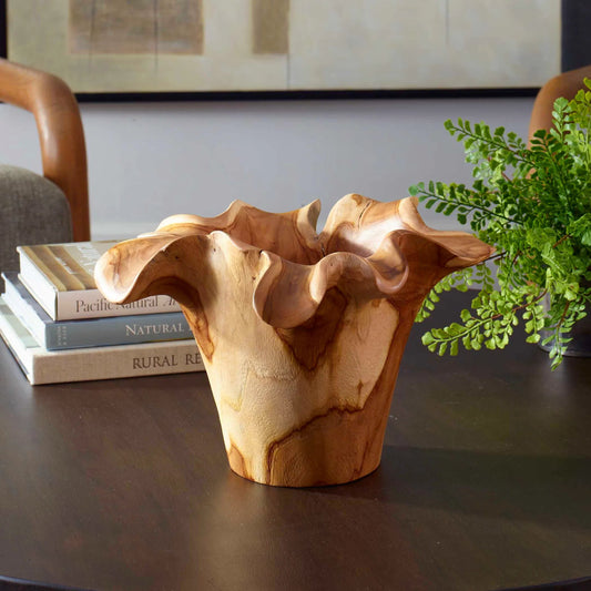 Flow Outdoor Bowl by Uttermost. Made from teak wood in a unique style.