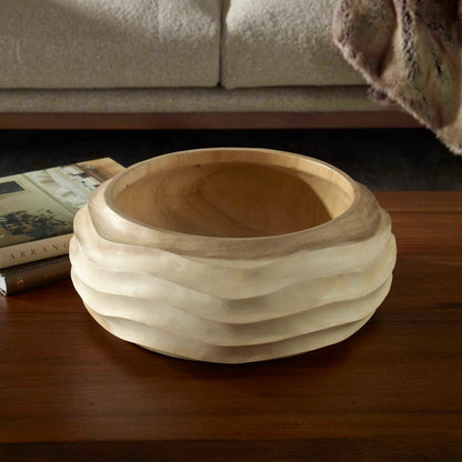 Waveform Bleached Bowl by Uttermost in natural. Made from suar wood in a modern style.