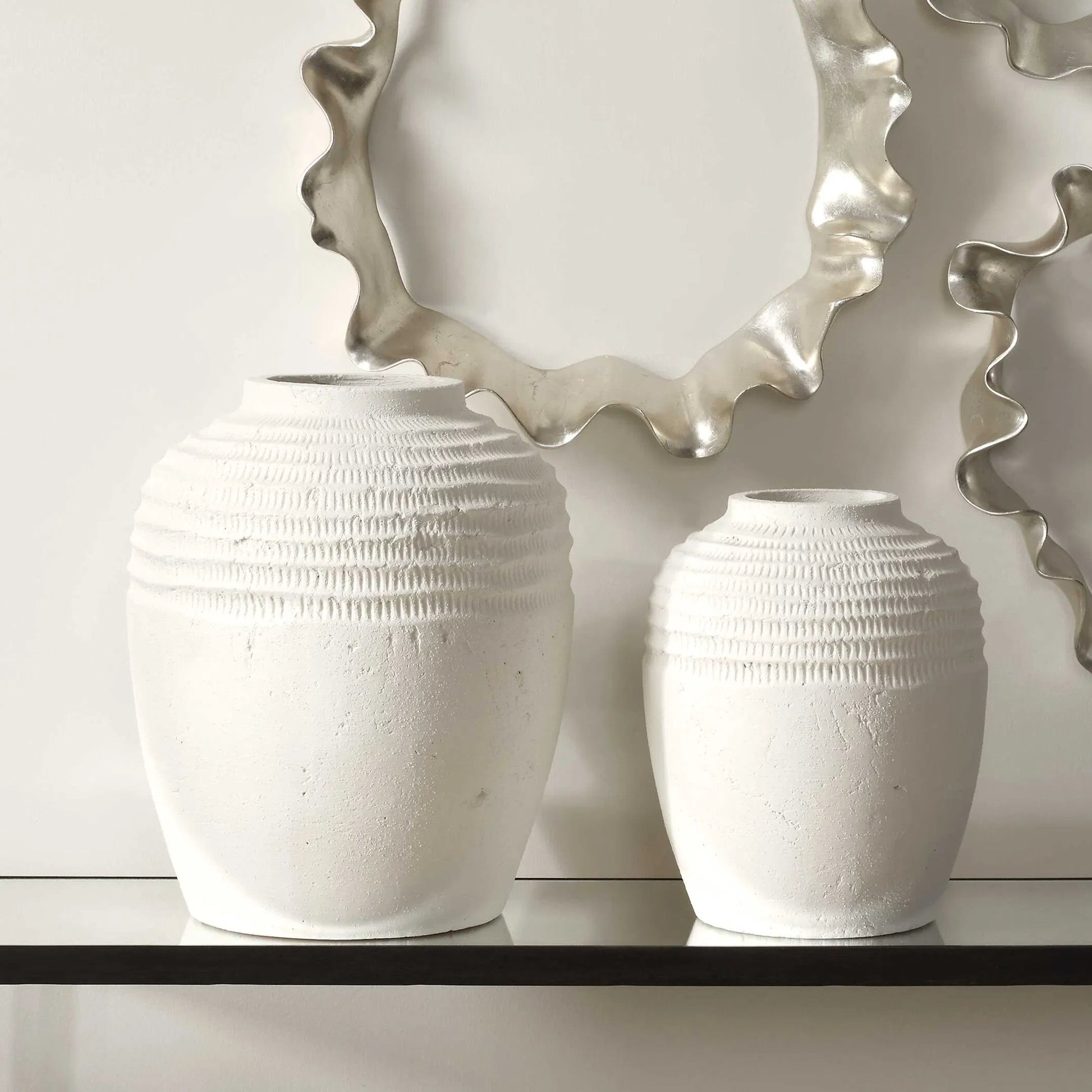 Luna Ridge Ceramic Vases by Uttermost in white. Made from ceramic in a rustic style.