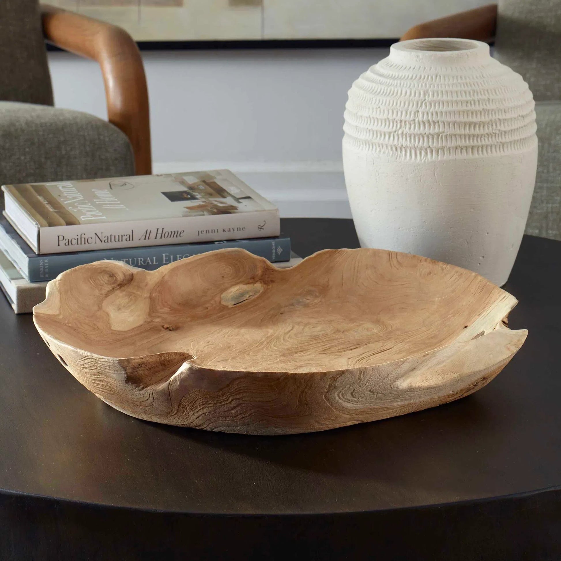Organic Embrace Outdoor Bowl by Uttermost in teak. Made from teak wood in a cottage & farmhouse style.
