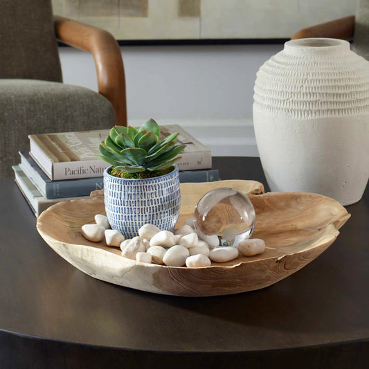 Organic Embrace Outdoor Bowl by Uttermost in teak. Made from teak wood in a cottage & farmhouse style.