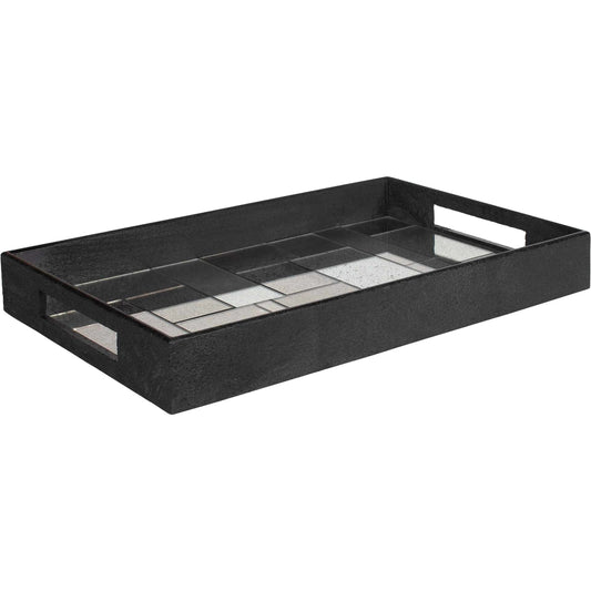 Modern Mosaic Antique Tray by Uttermost in black. Made from glass, mango wood in a unique style.