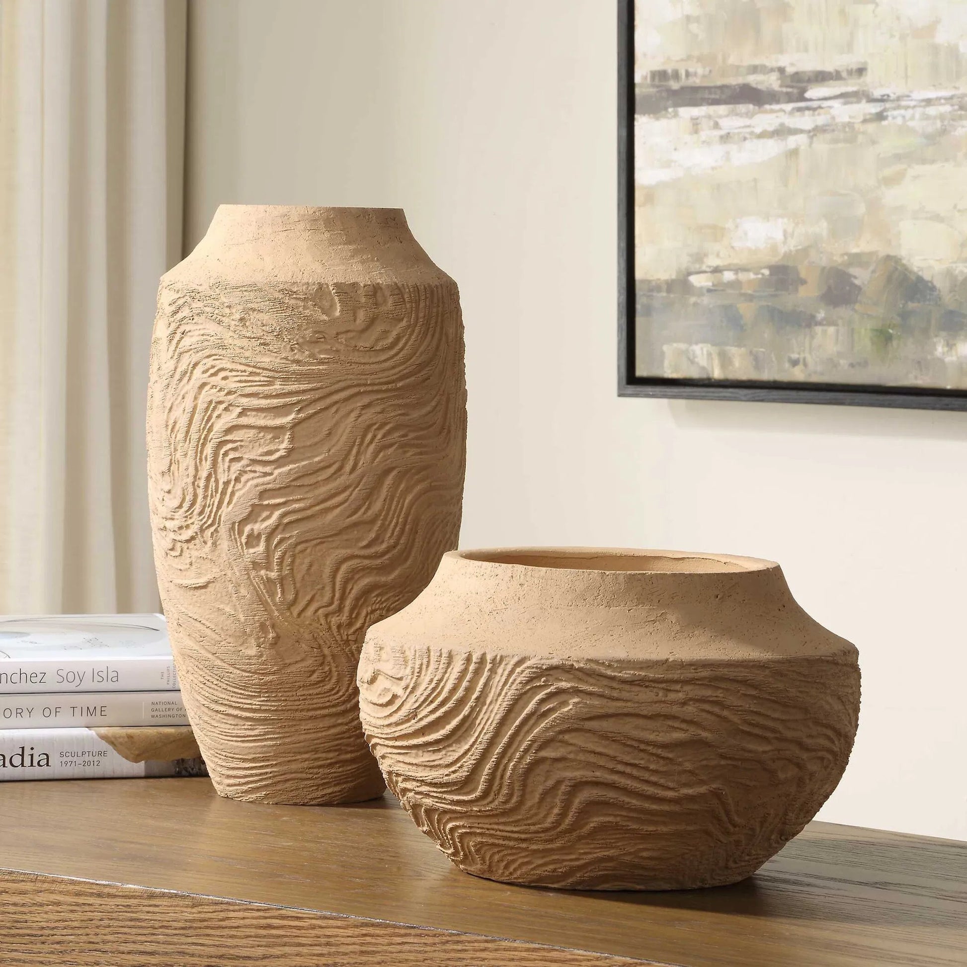 Sandstone Flow Terracotta Vase by Uttermost. Made from terracotta in a transitional style.