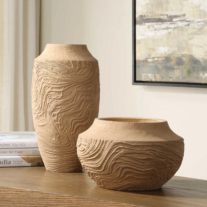 Sandstone Flow Terracotta Vase by Uttermost. Made from terracotta in a transitional style.