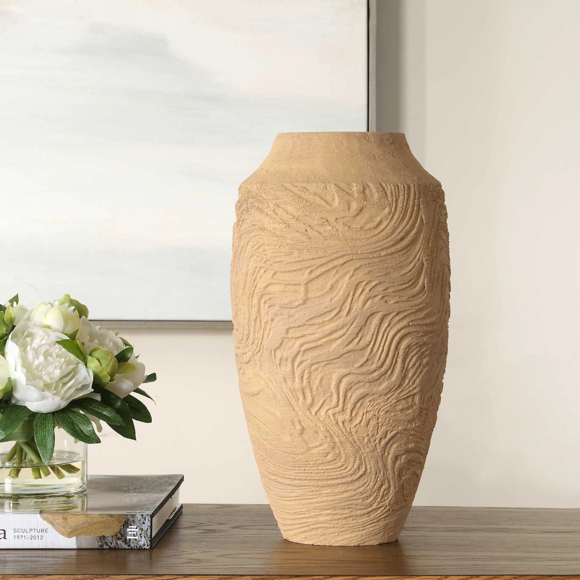 Sandstone Flow Terracotta Vase by Uttermost. Made from terracotta in a transitional style.