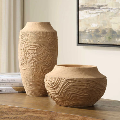 Sandstone Flow Terracotta Vase by Uttermost. Made from terracotta in a transitional style.