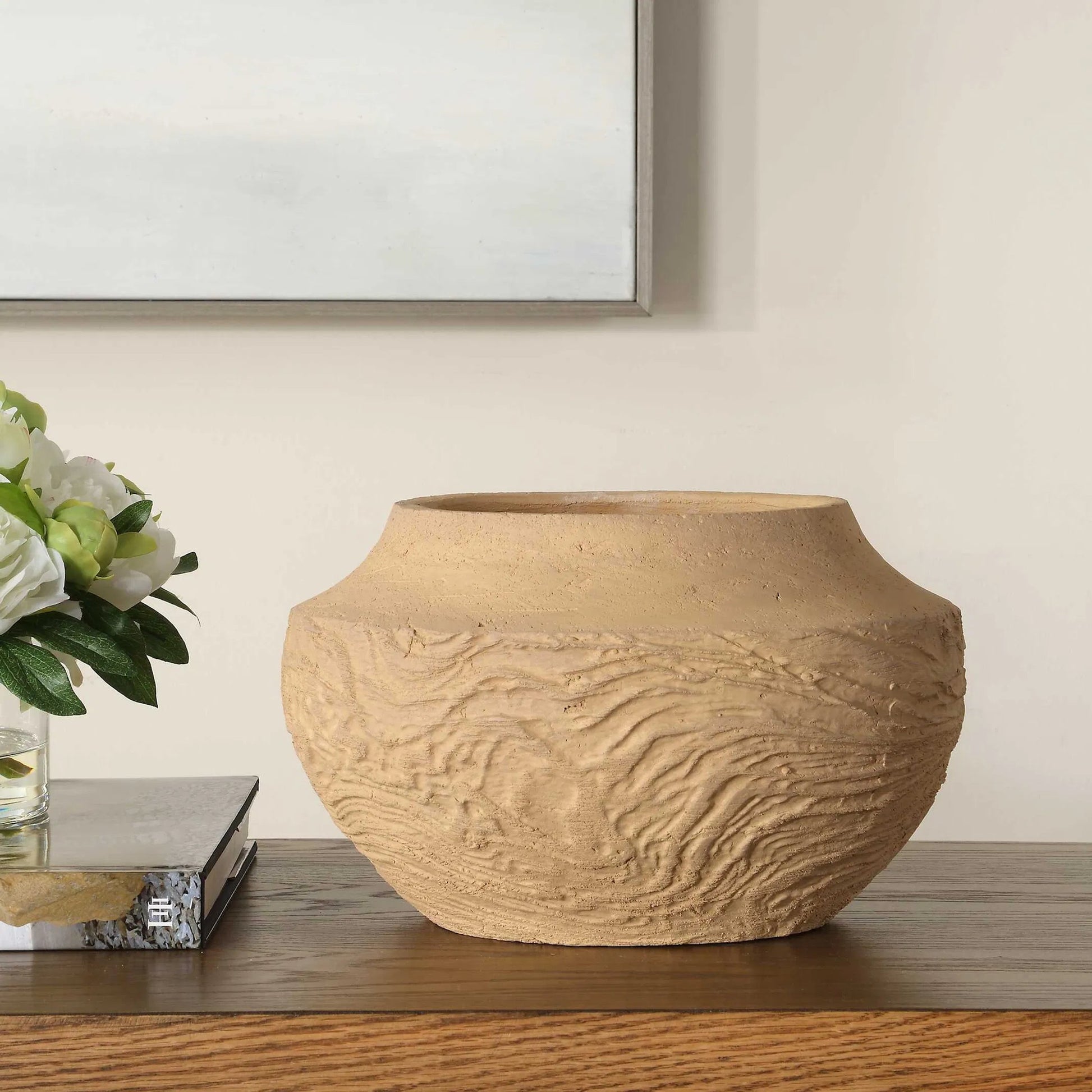 Sandstone Flow Terracotta Vase by Uttermost. Made from terracotta in a transitional style.