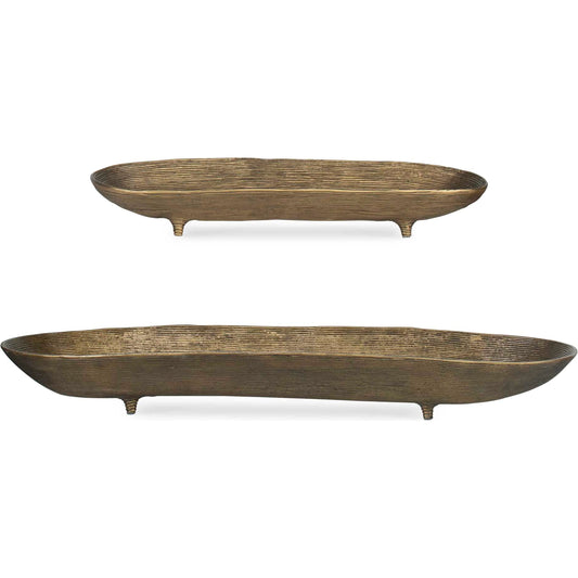 Stratum Oval Bowls by Uttermost in brass. Made from aluminum in a unique style.
