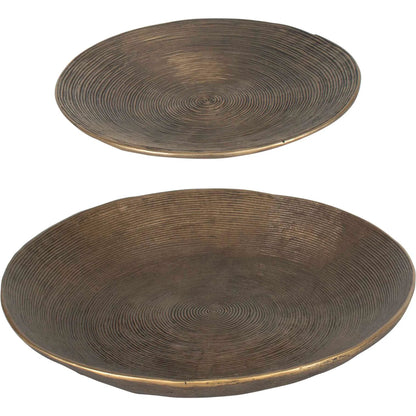 Stratum Round Bowls by Uttermost in brass. Made from aluminum in a modern style.