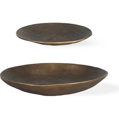 Stratum Round Bowls by Uttermost in brass. Made from aluminum in a modern style.