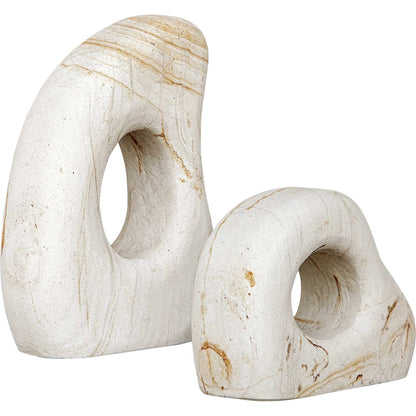 Flow Outdoor Sculptures by Uttermost in stone. Made from palimanan stone in a modern style.
