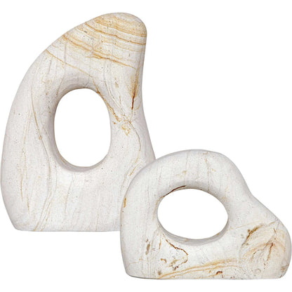 Flow Outdoor Sculptures by Uttermost in stone. Made from palimanan stone in a modern style.