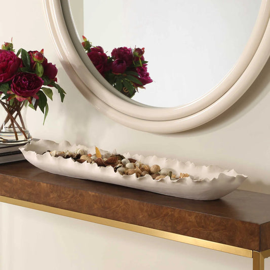 Ripple Crest Bowl by Uttermost in white. Made from ceramic in a unique style.