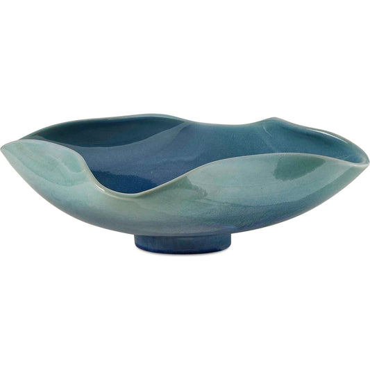 Lagoon Outdoor Bowl by Uttermost in blue. Made from earthenware in a unique style.
