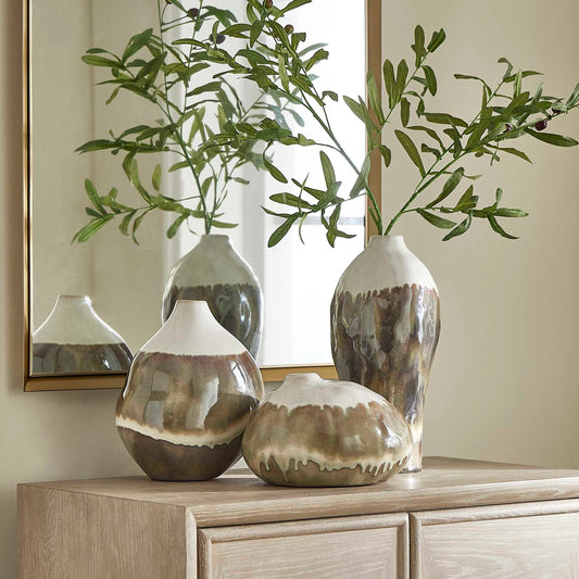 Earthflow Glazed Outdoor Vases by Uttermost in ivory. Made from earthenware in a unique style.