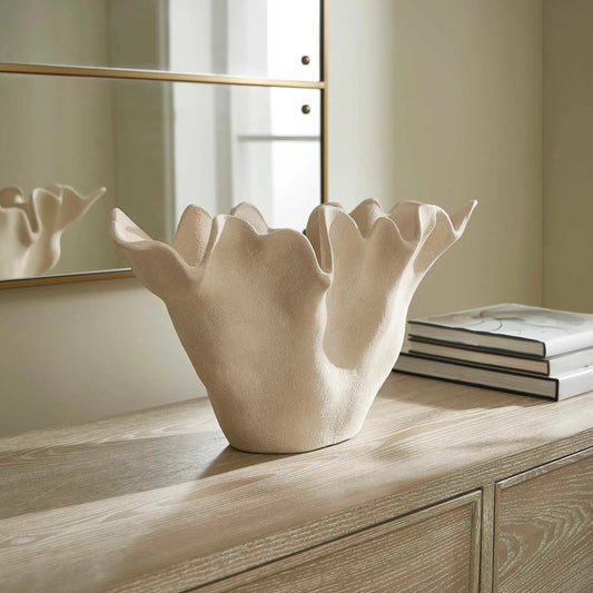 Sand Dune Outdoor Ceramic Bowl by Uttermost in white. Made from earthenware in a unique style.