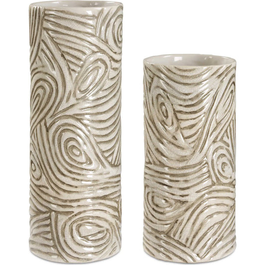Timber Swirl Earth Tone Vases by Uttermost in earthy tones. Made from ceramic in a unique style.