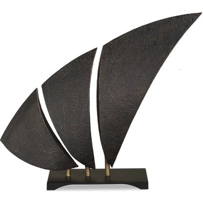 Wind Crest Sculpture by Uttermost in dark bronze. Made from iron in a modern style.